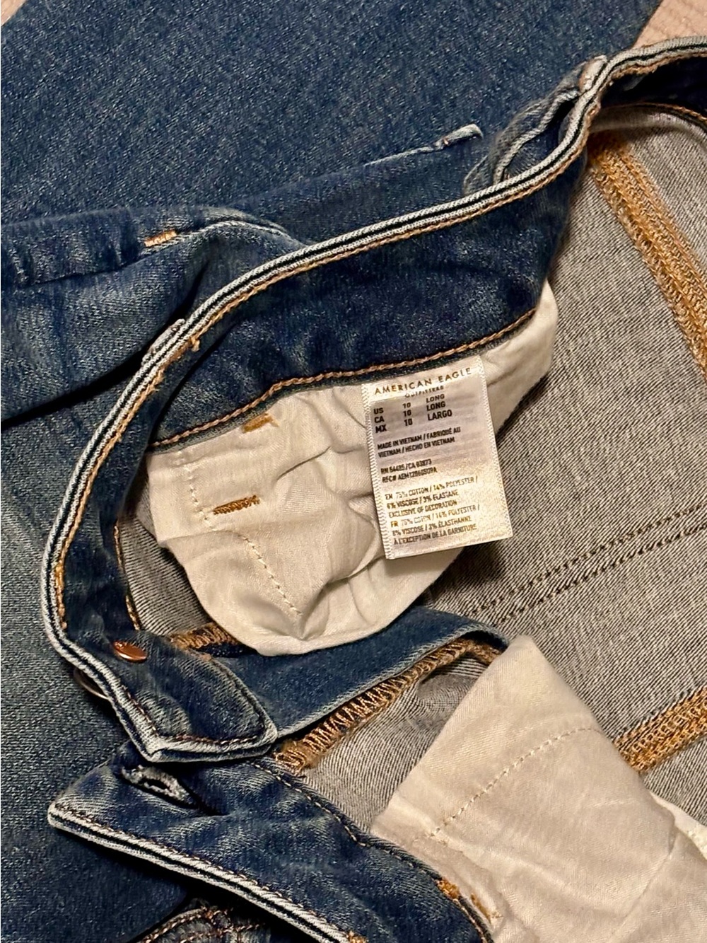 American Eagle Outfitters Women's Medium-Dark Blue Super Stretch Jeggings - Picture 4 of 8